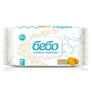 бебо Влажни кърпички 64 бр. капак, с екстракт от Невен