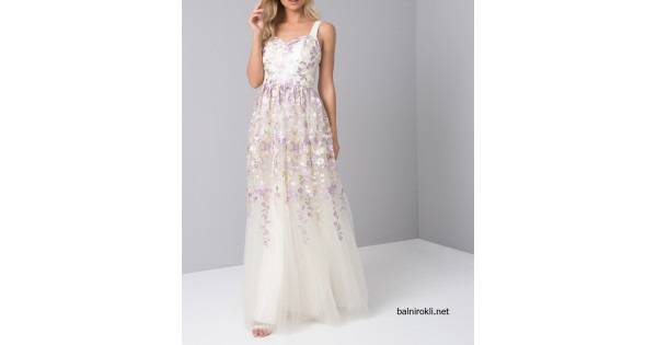 Абитуриентска Бална Дълга Рокля Крем Бродерии