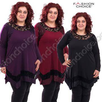 Прекрасна макси туника с интересна комбинация от дантела и плюш