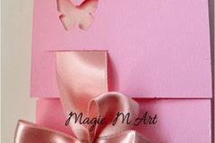 Луксозни Сватбени покани в розово и прасковено с пеперудки 1069