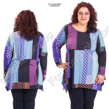 Дамска макси туника, асиметричен модел в лилаво