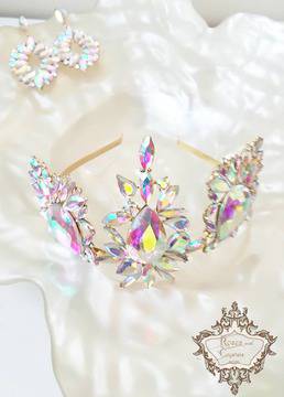 Комплект луксозна тиара за коса и обици от сваровски кристали Absolute Light by Rosie Concept