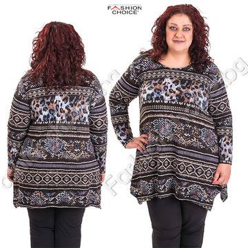 Асиметрична макси туника с интересни абстрактни мотиви