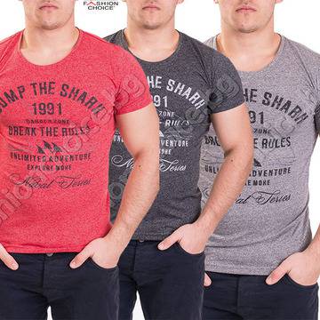 Ефектна мъжка тениска с надпис JUMP THE SHARK