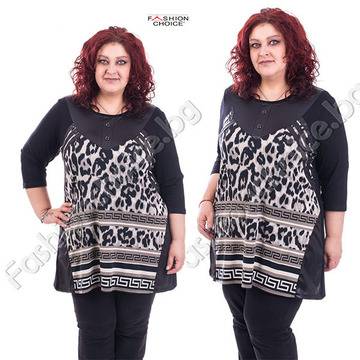 Комфортна туника с тигрови мотиви в големи размери