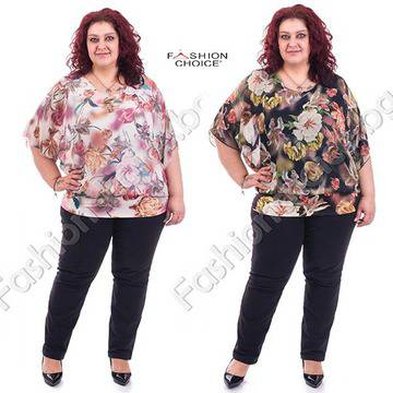 Макси блуза от нежен шифон в два флорални цвята