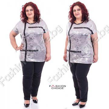 Сребриста макси блузка с надпис Giuseppe Zanotti