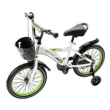 Колело с педали Mappy, 16″, Помощни колела, Кош и шише, Зелено