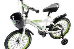 Колело с педали Mappy, 16″, Помощни колела, Кош и шише, Зелено