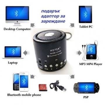 Безжична Bluetooth тонколона Rosen i Svetlio WS-Q9 black, FM радио, USB и micro SD CARD слот, Черен и адаптер