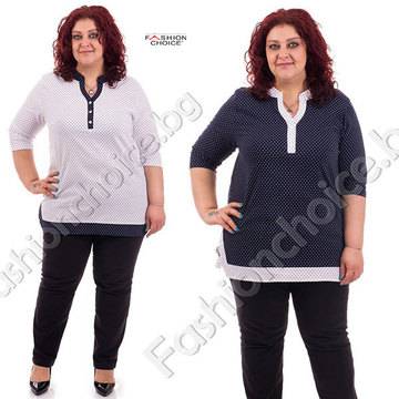 Шикозна дамска макси риза на модерни точки /макси размери/