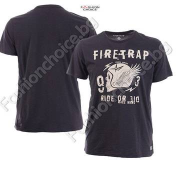 Мъжка тениска с щампа череп и надпис FIRETRAP