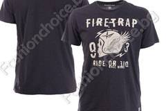 Мъжка тениска с щампа череп и надпис FIRETRAP