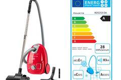 Прахосмукачка с торба Rowenta Compacteo Ergo RO5253, 3 л, Телескопична тръба, 750W, Микро филтър, Червена