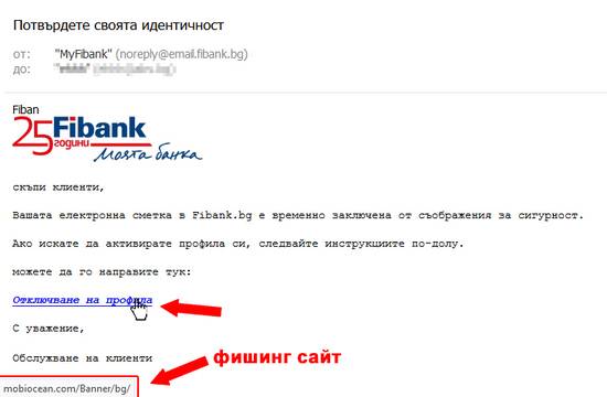 Фалшив имейл за клиентите на Fibank и CCbank!