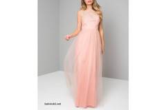 Абитуриентска Дълга Бална Рокля Розов Цвят Дантела