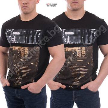 Модерна мъжка тениска с щампа и надпис NYC