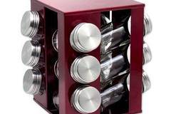 Поставка за подправки ZEPHYR ZP 1217 CS12, 12 бр. бурканчета, 3 нива, Въртяща се основа, Червен