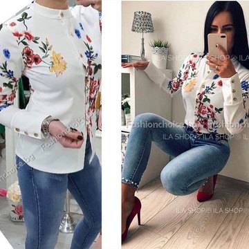 Секси дамска ризка на цветчета