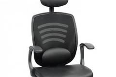 Стол Kring WiFi, Ергономичен, Облегалка за глава и подлакътници, Черен