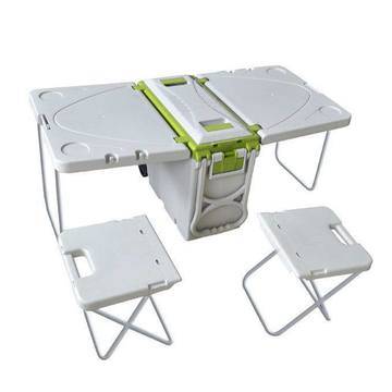 Хладилна кутия с разтегателна маса и столове CAMPINDEKOR