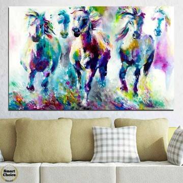 Картина пано за стена от 1 част – арт изображение на препускащи коне – HD-755-1
