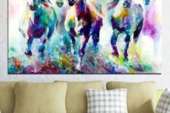 Картина пано за стена от 1 част – арт изображение на препускащи коне – HD-755-1
