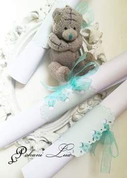 Сватбена покана папирус в светло синьо 2060