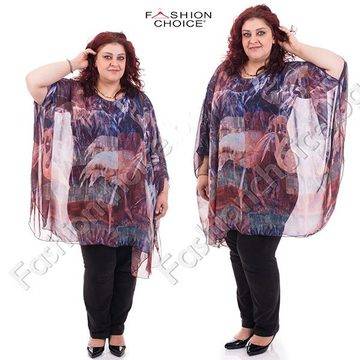 Шармантно макси пончо от шифон в бутиков десен на Фламинго