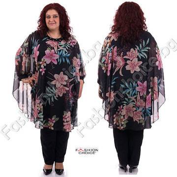 Свежо и стилно пончо от шифон с нежни камъчета и перли