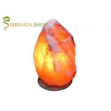 Интериорна лампа за бюро от сол хималайска 2-3 кг с дървена основа