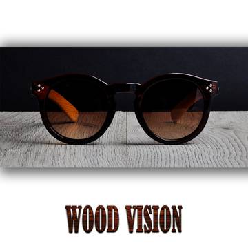 Кръгли слънчеви очила с бамбукови дръжки