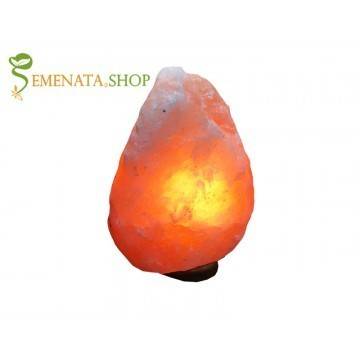 Стояща лампа за хол от сол хималайска 4-6 кг с дървена основа