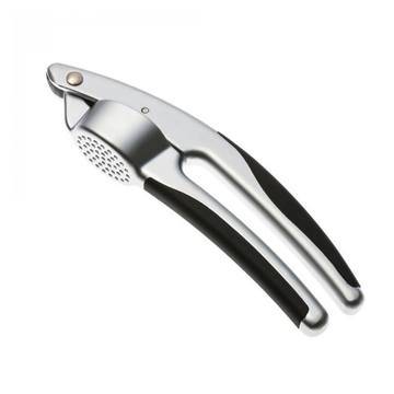 Преса за чесън Kinghoff KH 3406, 18 см, Дръжка със силиконово покритие, Инокс