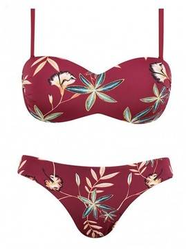 Дамски бански от две части C8136 бордо бриджитка