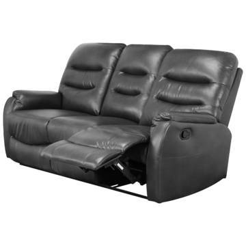 Диван Kring Sylvie Air, Еко кожа, 3 места, 2 регулируеми облегалки 3 нива на комфорт, Черен, 193 x 100 x 101 cм