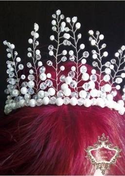 Уникална Дизайнерска корона от перли и Сваровски кристали Queen of Infinity