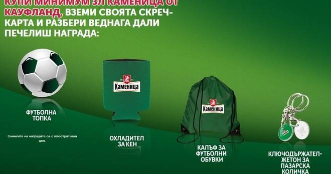 Спечелете футболни топки, калъфи, ключодържатели и охладители за бира от Kamenitza