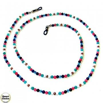 Връзка за очила от естествени камъни Ахат, Оникс и Розов кварц