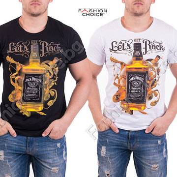 Модерна мъжка тениска с щампа Jack Daniels