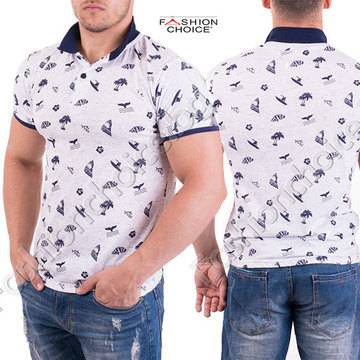 Чудесна мъжка блуза с морски елементи в бяло