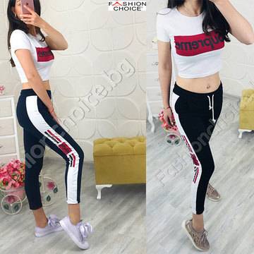 Дамски спортен сет от две части в тъмно синьо или черно