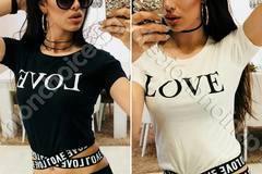Кокетна дамска къса блузка с надпис LOVE