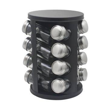Бурканчета за подправки на стойка ZEPHYR ZP 1217 CR16, 16 бр. бурканчета, 4 нива, Въртяща се основа, Черен