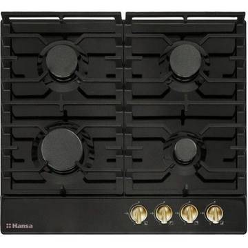 Плот за вграждане Hansa BHGA61079, Газ, 4 нагревателни зони, Електронно запалване, Чугунени скари, Черен