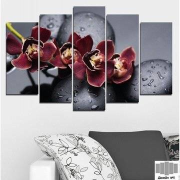 Декоративно пано за стена с лилава орхидея и Дзен камъни – HD-172