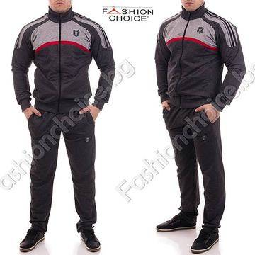 Мъжки спортен комплект в комбинация от тъмен и светъл меланж