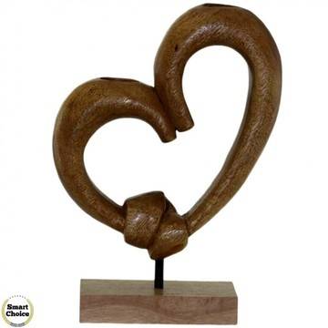Статуетка – декорация от дърво „Сърце – обвързани“ – 30 см. Модел – 81-6677