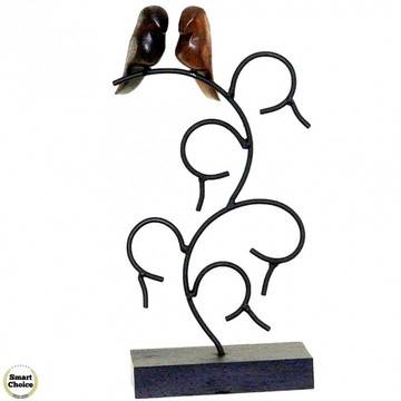 Статуетка – декорация от дърво „Влюбени птички“ – 34 см. Модел – 81-6686