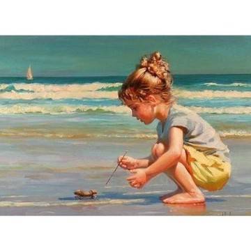 Елмазен гоблен Момиченце и рак